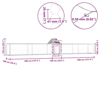 Galvanoitu kanahäkki Florita 9x1x1,5 m (teräs)