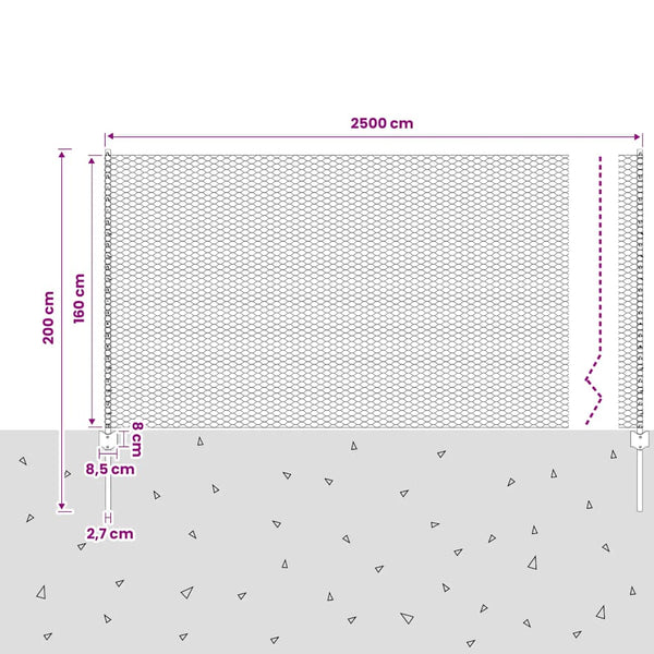 Verkkoaita tolpilla teräs 25x2 m vihreä
