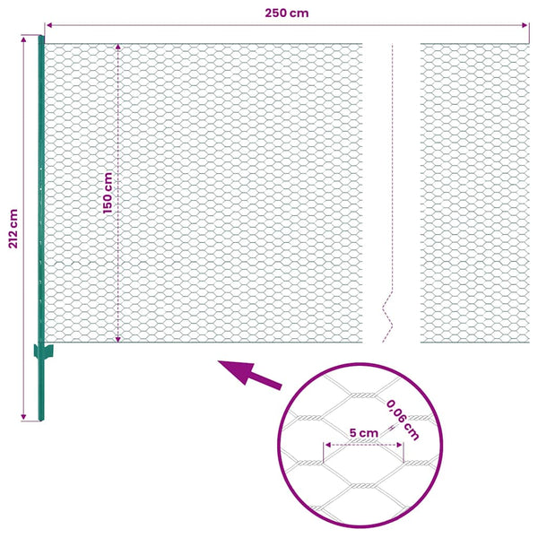 Verkkoaita tolpilla teräs 25x1,5 m vihreä