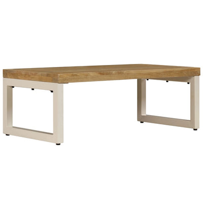 Sohvapöytä 100x50x35 cm täysi mangopuu ja teräs