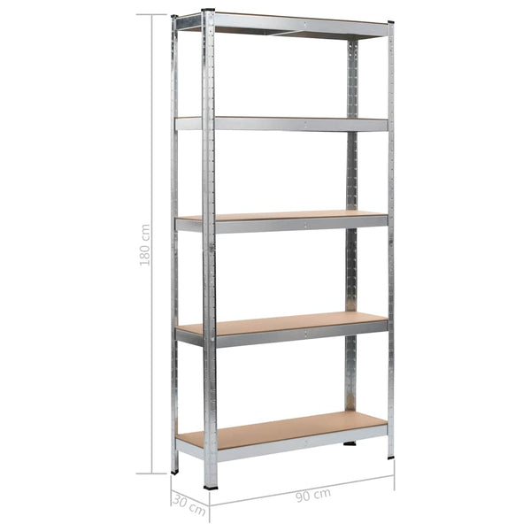 Varastohylly hopea 90x30x180 cm teräs ja MDF