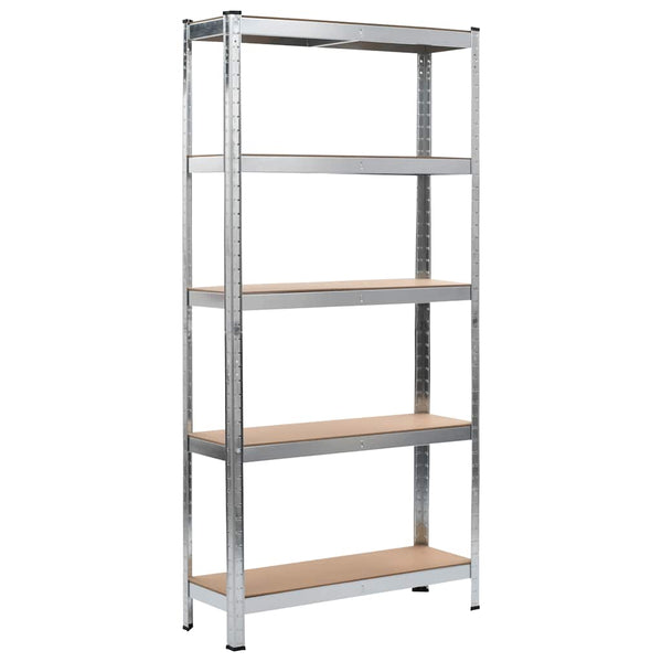 Varastohyllyt 2 kpl hopea 90x30x180 cm teräs ja MDF