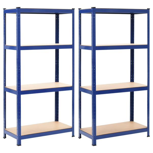 Varastohyllyt 2 kpl sininen 80x40x160 cm teräs ja MDF
