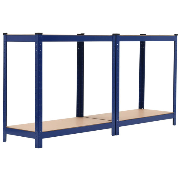 Varastohyllyt 2 kpl sininen 80x40x160 cm teräs ja MDF