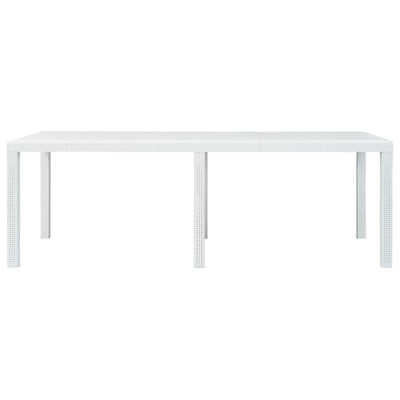 Puutarhapöytä rottinkityylinen muovi 220x90x72 cm valkoinen