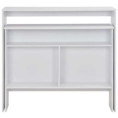 Valkoinen baaripöytä kahdella pöytätasolla Julendan 130x40x120cm