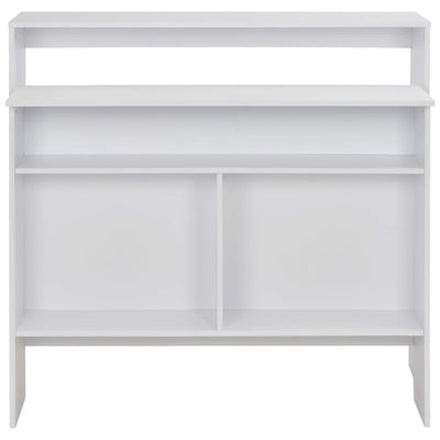 Valkoinen baaripöytä kahdella pöytätasolla Julendan 130x40x120cm