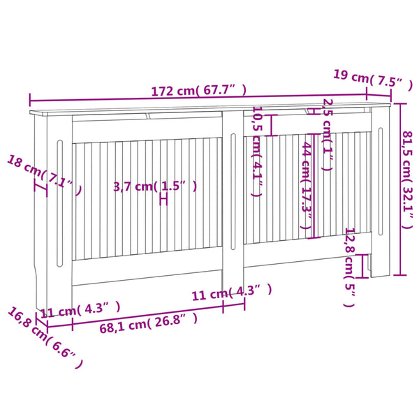 Valkoinen lämpöpatterin suojat Eliss 172cm (2 kpl mdf)