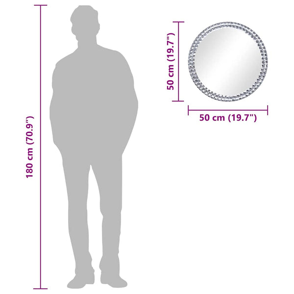 Seinäpeili pyöreä 50 cm karkaistu lasi