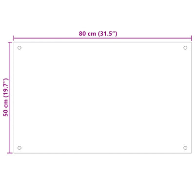 Valkoinen keittiön roiskesuoja Ikovics 80x50cm (karkaistu lasi)