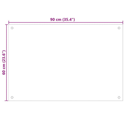 Valkoinen keittiön roiskesuoja Ikovics 90x60cm (karkaistu lasi)