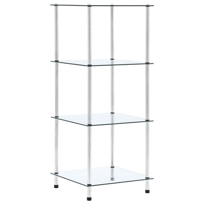 4-kerroksinen hylly läpinäkyvä 40x40x100 cm karkaistu lasi