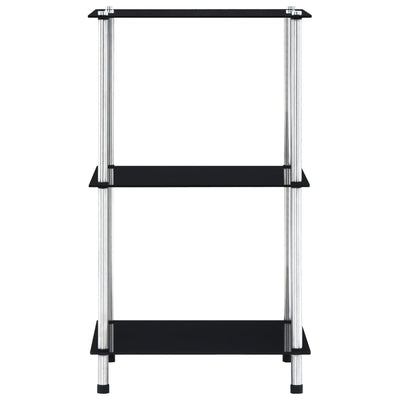 3-kerroksinen hylly musta 40x40x67 cm karkaistu lasi