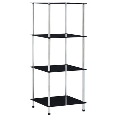4-kerroksinen hylly musta 40x40x100 cm karkaistu lasi