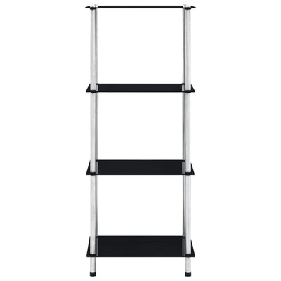 4-kerroksinen hylly musta 40x40x100 cm karkaistu lasi