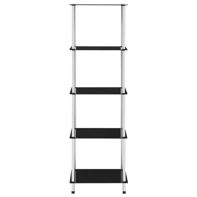5-kerroksinen hylly musta 40x40x130 cm karkaistu lasi