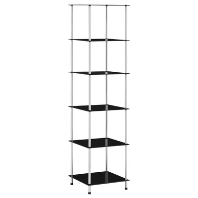 Musta 6-kerroksinen hylly Panexpert 40x40x160cm (karkaistu lasi)