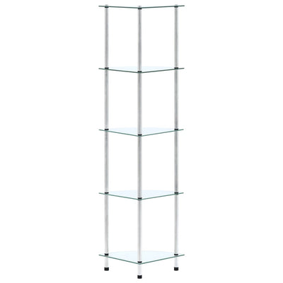 5-kerroksinen hylly läpinäkyvä 30x30x130 cm karkaistu lasi