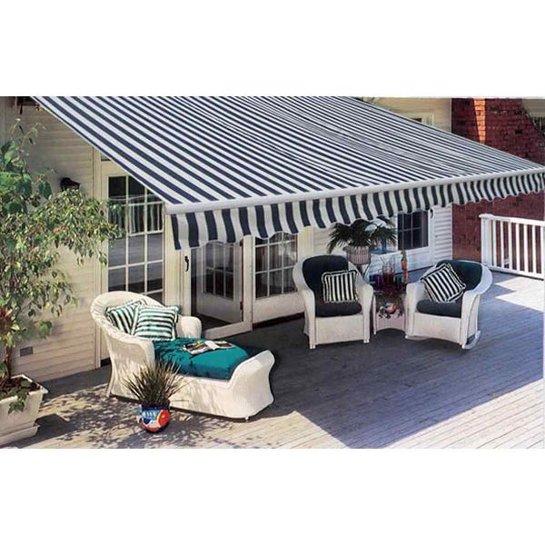 Manuaalinen katos 3 x 2,5 m Sininen ja valkoinen raidoitus