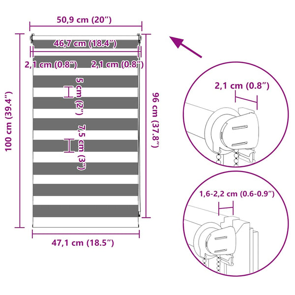 Valkoinen zebra rullakaihdin Seusen 50x100cm