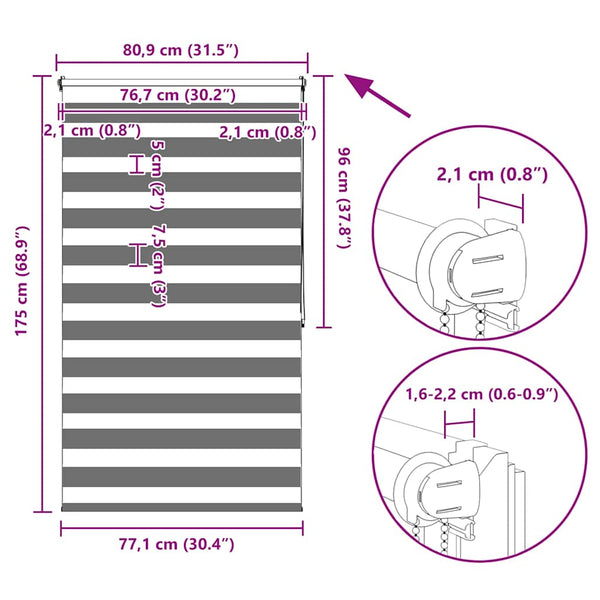 Harmaa zebra rullakaihdin Seusen 80x175cm
