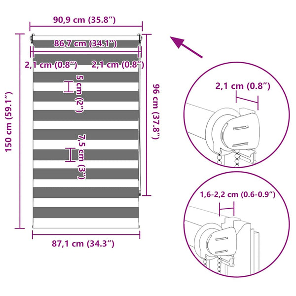 Harmaa zebra rullakaihdin Seusen 90x150cm