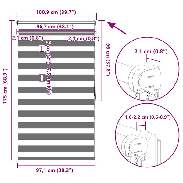 Harmaa zebra rullakaihdin Seusen 100x175cm