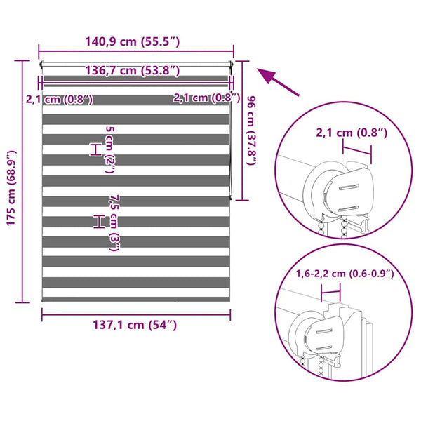 Valkoinen rullaverho säädettävä Seusen 140x175cm