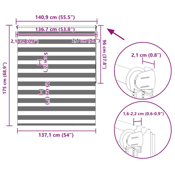 Harmaa zebra rullakaihdin Seusen 140x175cm
