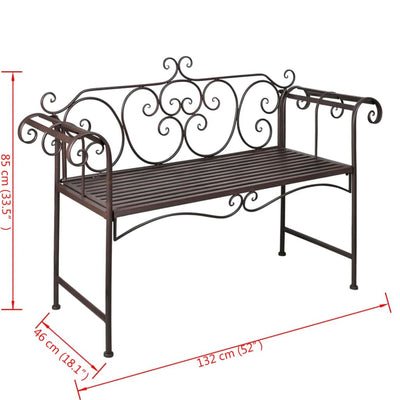 Puutarhapenkki 132 cm teräs antiikinruskea
