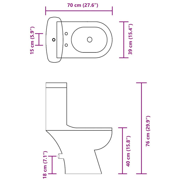 WC-pytty vesisäiliöllä valkoinen