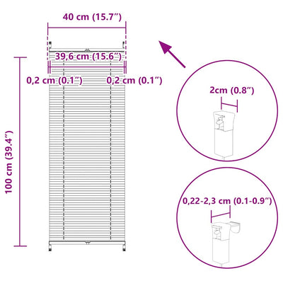 Valkoinen plisse kaihdin Mahamad 40x100cm (laskosverhot)
