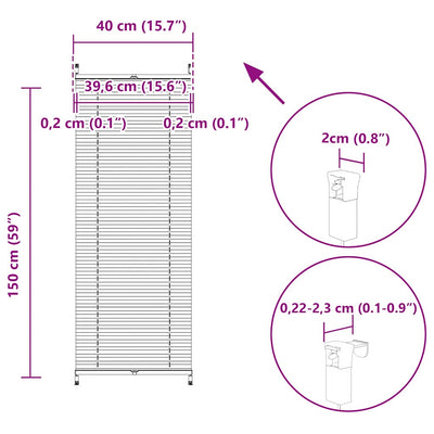 Valkoinen plisse kaihdin Mahamad 40x150cm (laskosverhot)