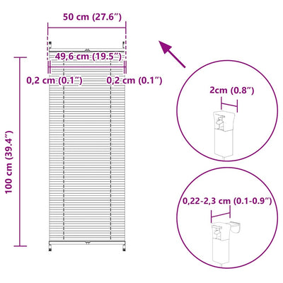 Valkoinen plisse kaihdin Mahamad 50x100cm (laskosverhot)