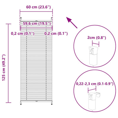 Valkoinen plisse kaihdin Mahamad 60x125cm (laskosverhot)
