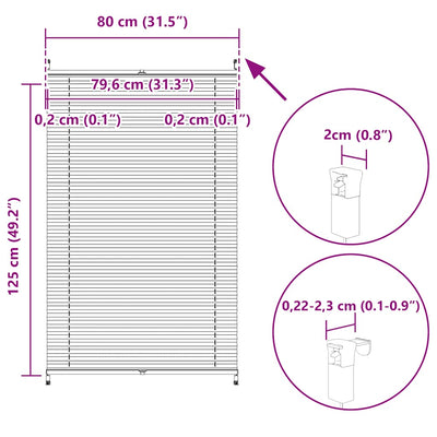 Valkoinen plisse kaihdin Mahamad 80x125cm (laskosverhot)