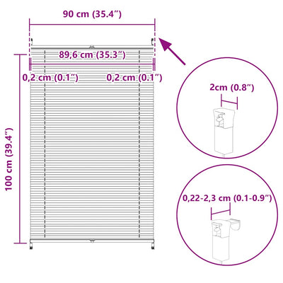 Valkoinen plisse kaihdin Mahamad 90x100cm (laskosverhot)
