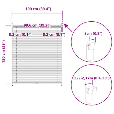 Valkoinen plisse kaihdin Mahamad 100x150cm (laskosverhot)
