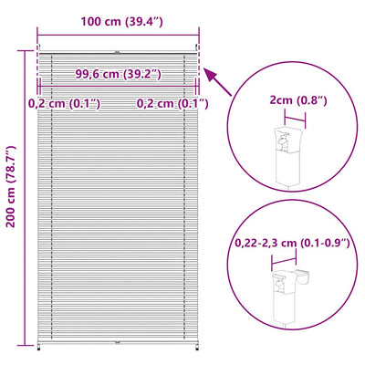 Valkoinen plisse kaihdin Mahamad 100x200cm (laskosverhot)