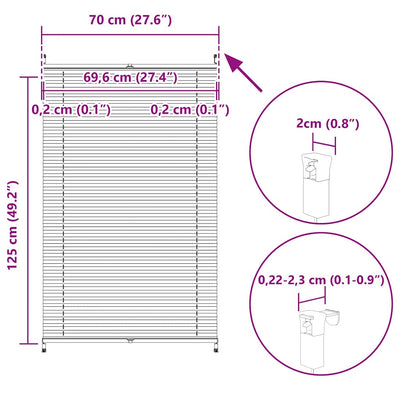 Kermanvärinen plisse kaihdin Mahamad 70x125cm