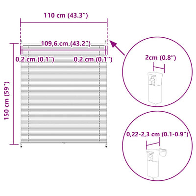 Valkoinen plisse kaihdin Mahamad 110x150cm (laskosverhot)