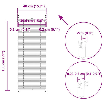 Kermanvärinen plisse kaihdin Mahamad 40x150cm