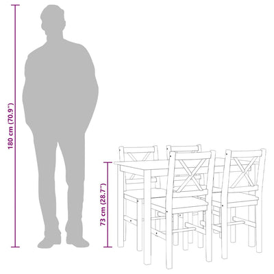 5-osainen ruokailuryhmä ruskea ja valkoinen