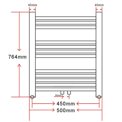 Kylpyhuoneen Keskuslämmitys Pyyheteline Kaareva 500 x 764 mm