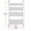 Kylpyhuoneen Keskuslämmitys Pyyheteline Kaareva 600 x 1160 mm Sivu- & Keskiliittimet