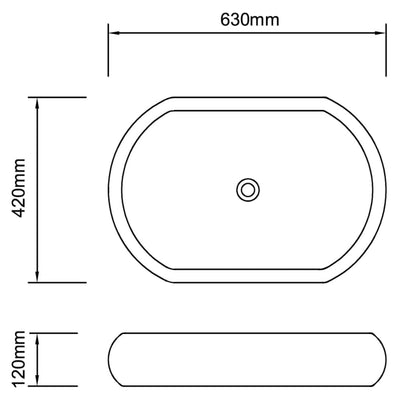 Ylellinen Keraaminen Pesuallas Soikea Lavuaari Valkoinen 63 x 42 cm