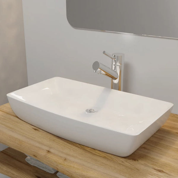 Valkoinen ylellinen keraaminen pesuallas neliö lavuaari Smaramdita 71x39cm