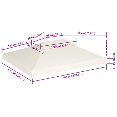 Huvimajan vaihtokatto 310 g/m² kermanvalkoinen 3 x 4 m
