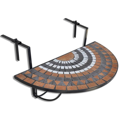 Roikkuva parvekepöytä terrakotta ja valkoinen mosaiikki