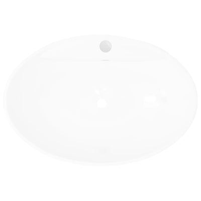 Ylellinen Keraaminen Pesuallas Soikea Ylivuotoaukolla ja Hanareiällä